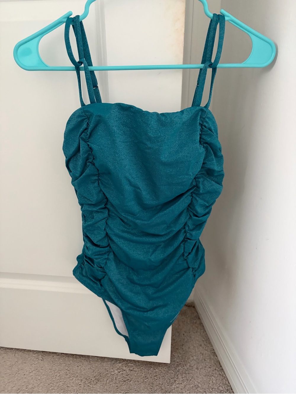 Cupshe Teal Ruched One-Piece Swimsuit